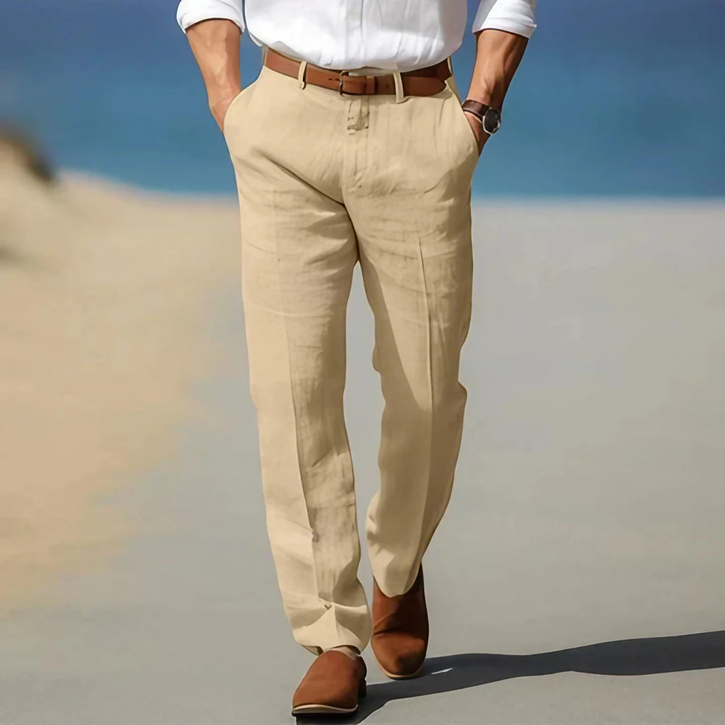 Pantalon d'été homme léger, coupe décontractée, sept coloris, kaki