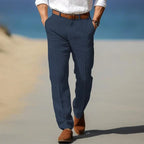 Pantalon d'été homme léger, coupe décontractée, sept coloris, bleu marine