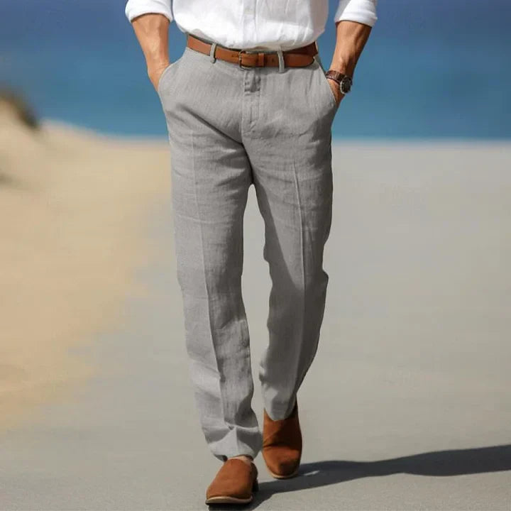 Pantalon d'été homme léger, coupe décontractée, sept coloris, gris clair
