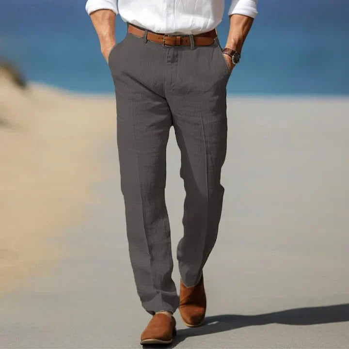 Pantalon d'été homme léger, coupe décontractée, sept coloris, gris foncé