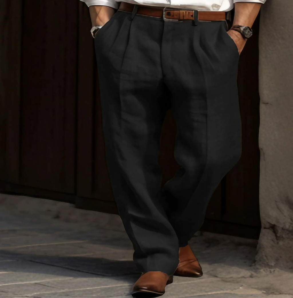 Pantalon d'été homme en tissu léger, du S au 3XL, noir
