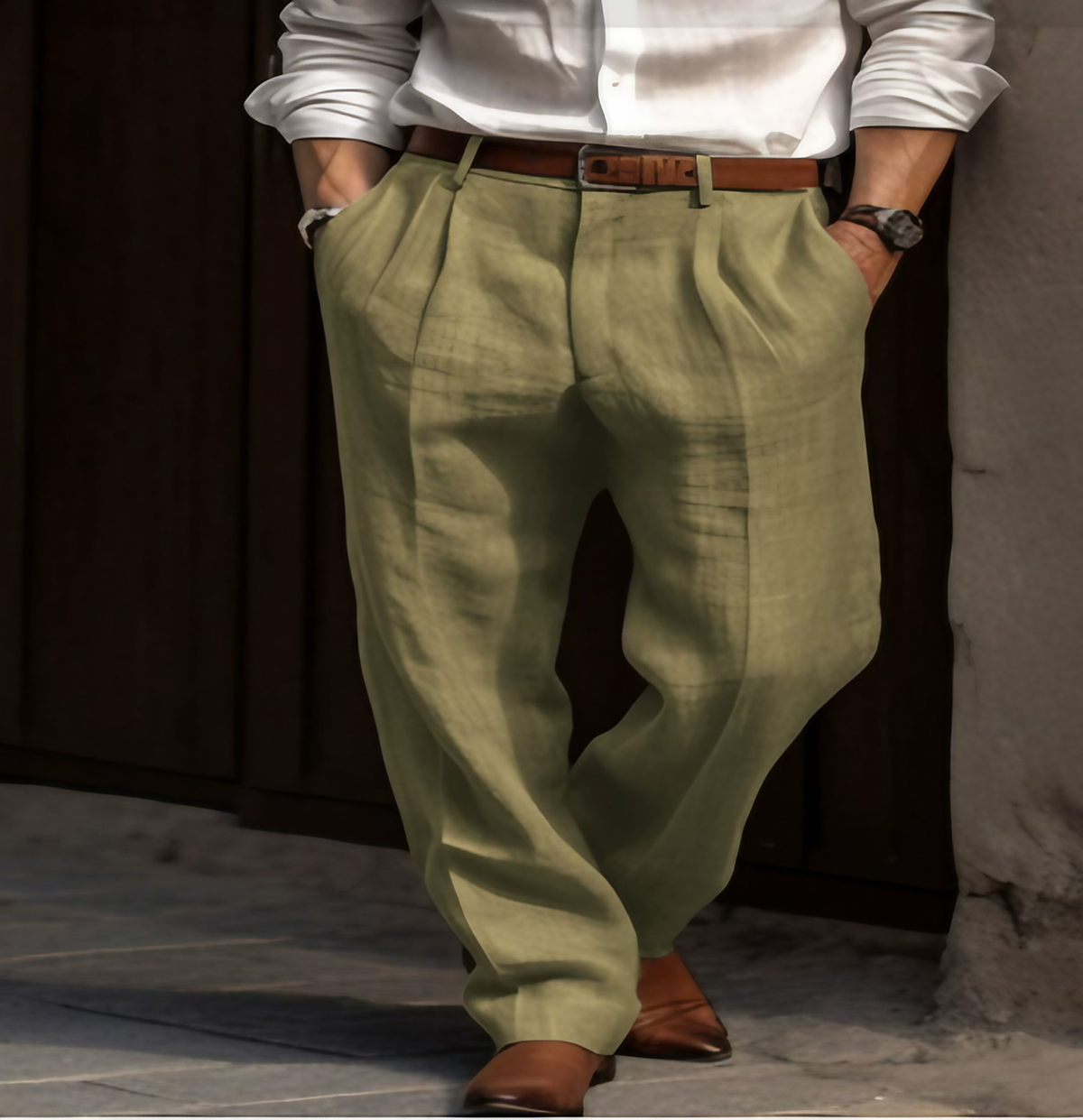 Pantalon d'été homme en tissu léger, du S au 3XL, vert