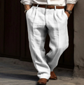 Pantalon d'été homme en tissu léger, du S au 3XL, blanc