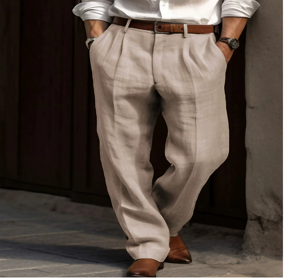 Pantalon d'été homme en tissu léger, du S au 3XL, kaki