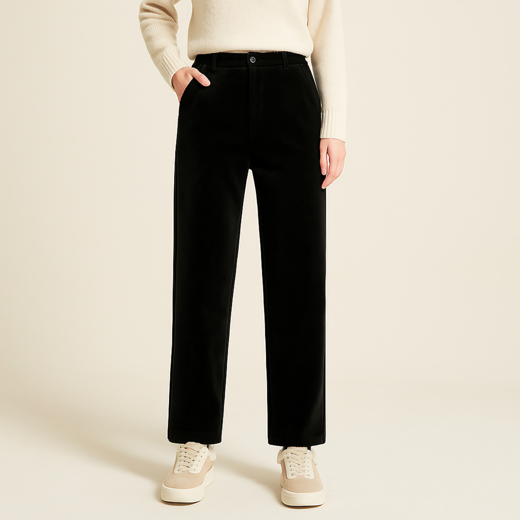 Pantalon fuselé femme taille haute à plis, quatre coloris