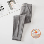 Pantalon fuselé femme taille haute à plis, quatre coloris, gris