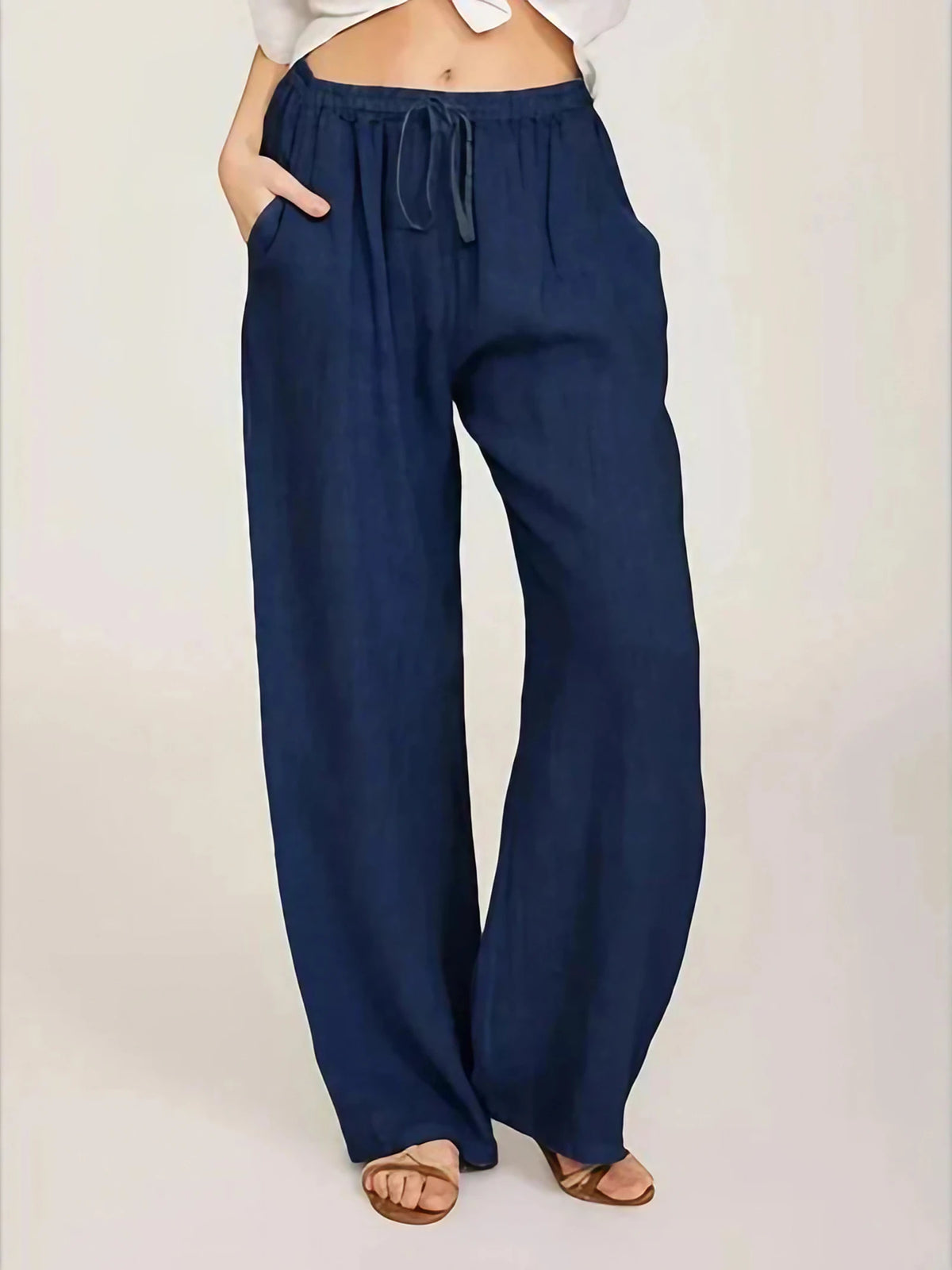 Pantalon habillé femme, coupe féminine, du S au 3XL, bleu marine