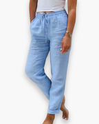 Pantalon fluide femme à poches, six coloris, du S au 3XL, bleu
