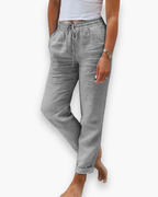 Pantalon fluide femme à poches, six coloris, du S au 3XL, gris