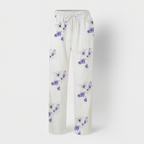 Pantalon femme coton et lin, taille élastique à cordon, six motifs, imprimé fleuri