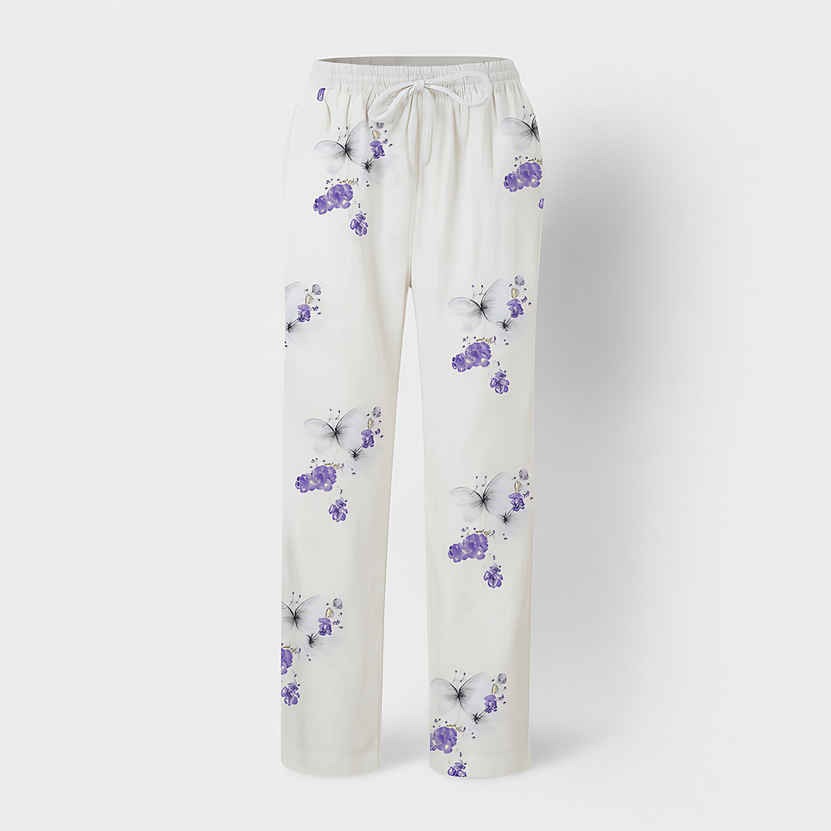 Pantalon femme coton et lin, taille élastique à cordon, six motifs, imprimé fleuri