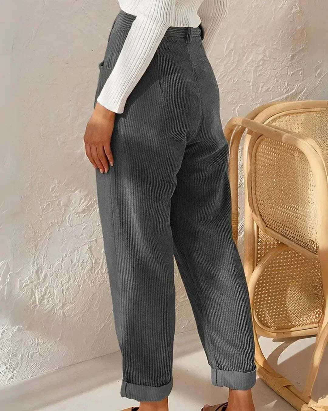 Pantalon femme en tissu côtelé, quatre coloris, du S au 3XL