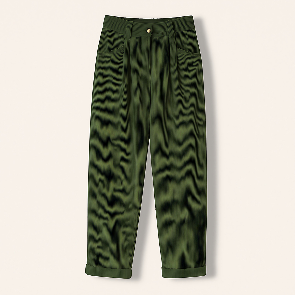 Pantalon femme en tissu côtelé, quatre coloris, du S au 3XL, vert olive