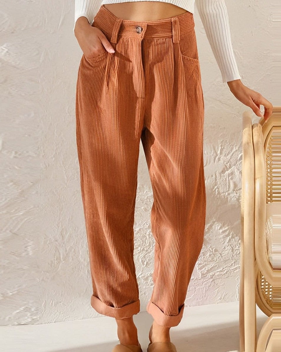 Pantalon femme en tissu côtelé, quatre coloris, du S au 3XL