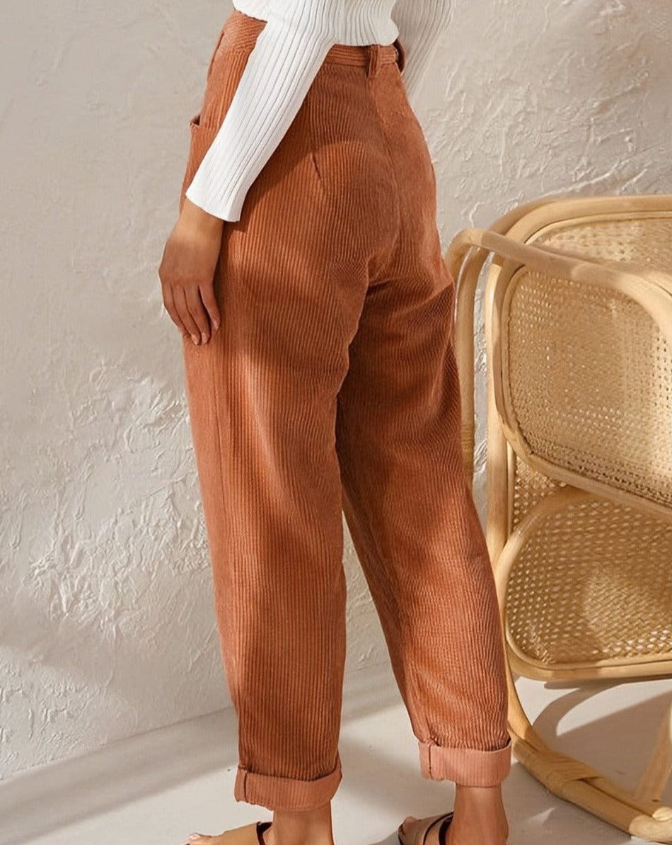 Pantalon femme en tissu côtelé, quatre coloris, du S au 3XL
