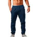 Pantalon fluide homme léger, uni, sept coloris, du S au 3XL, bleu marine