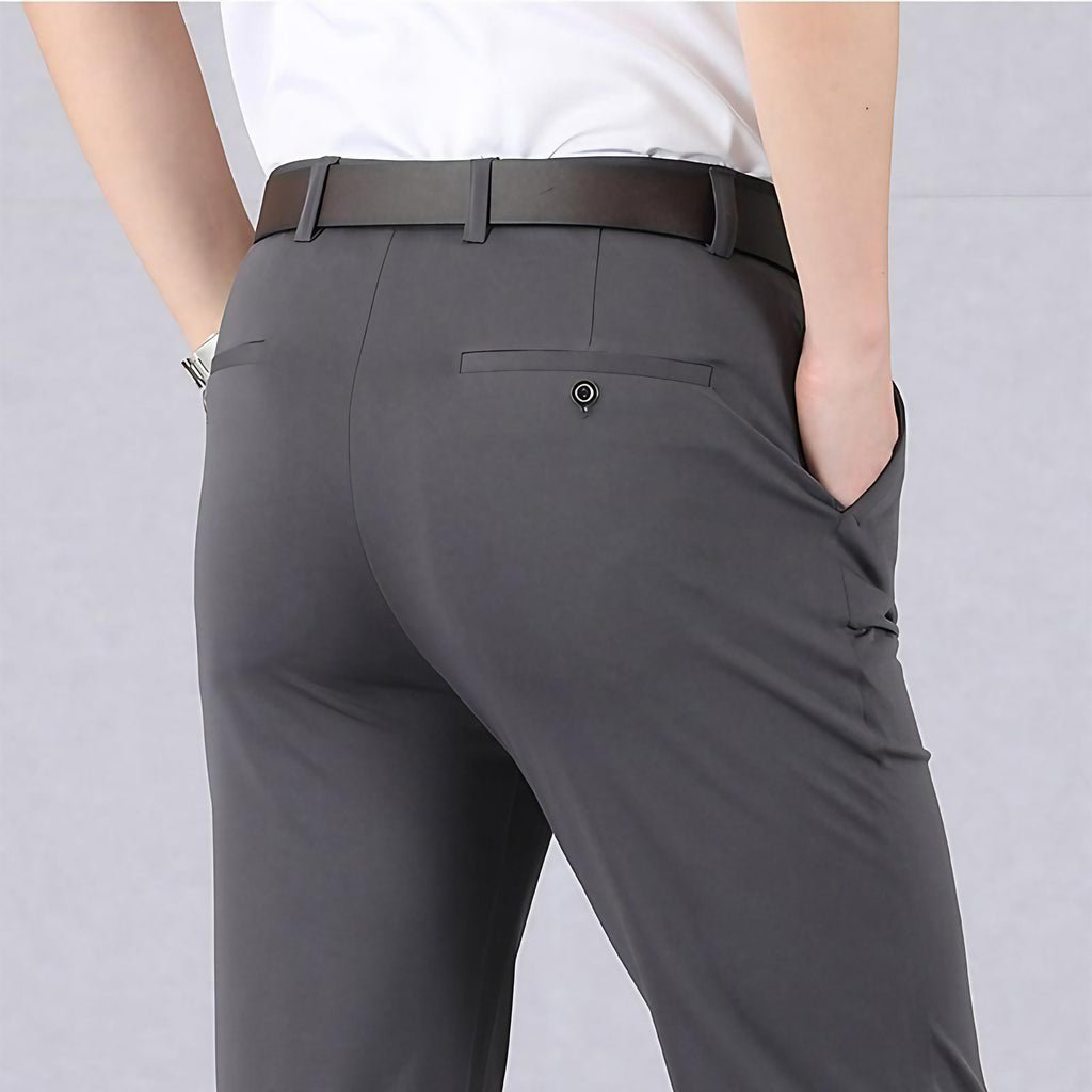 Pantalon homme ajusté extensible, taille mi-haute, du 29 au 42, gris