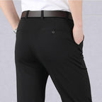 Pantalon homme ajusté extensible, taille mi-haute, du 29 au 42, noir