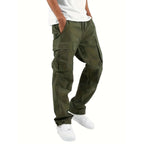 Pantalon cargo homme coupe droite et large, six coloris, vert