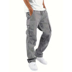 Pantalon cargo homme coupe droite et large, six coloris, gris clair