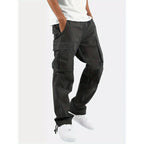 Pantalon cargo homme coupe droite et large, six coloris, noir