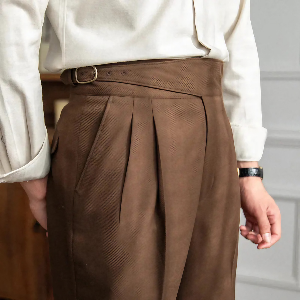 Pantalon homme coupe droite, beige, marron ou noir, du S au 2XL, marron