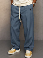 Pantalon large homme à taille élastique et cordon, six coloris, bleu