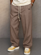 Pantalon large homme à taille élastique et cordon, six coloris, marron clair