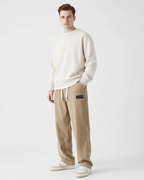 Pantalon chaud homme, taille à cordon, poches profondes, kaki