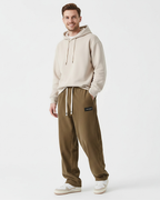 Pantalon chaud homme, taille à cordon, poches profondes, marron