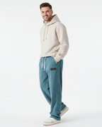 Pantalon chaud homme, taille à cordon, poches profondes, bleu 02