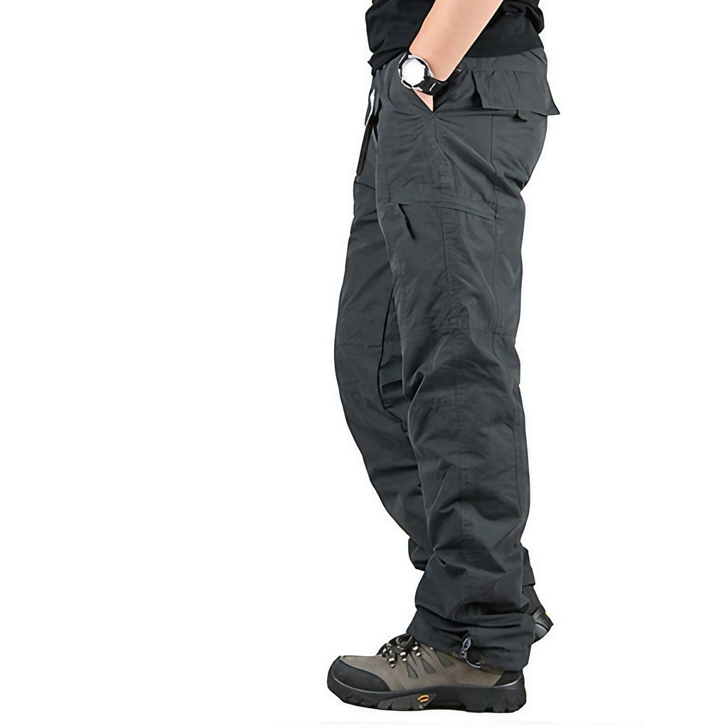 Pantalon homme doublé pour l'hiver, coupe droite, poches, gris