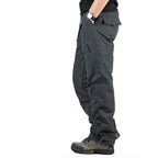 Pantalon homme doublé pour l'hiver, coupe droite, poches, gris