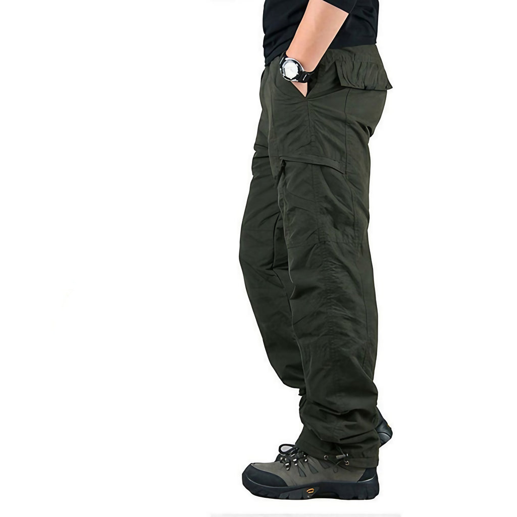 Pantalon homme doublé pour l'hiver, coupe droite, poches, bleu marine