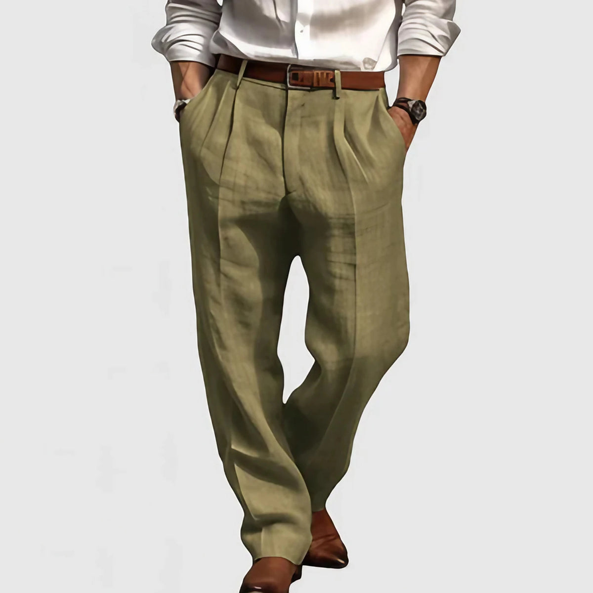 Pantalon droit homme en coton, cinq coloris, du S au 3XL, olive