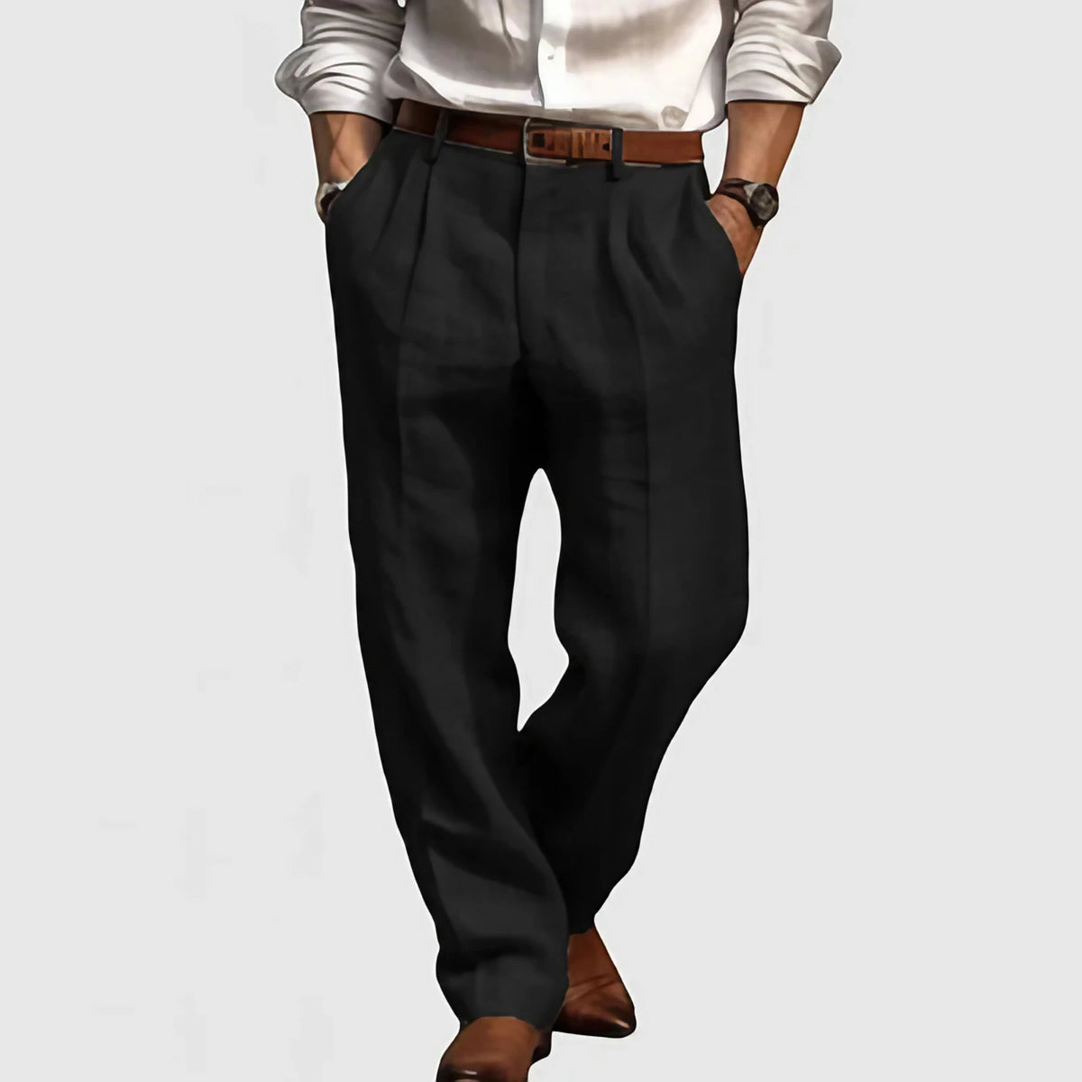 Pantalon droit homme en coton, cinq coloris, du S au 3XL, noir