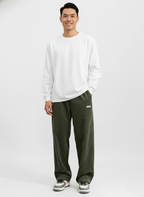Pantalon homme en velours côtelé, jambe droite, taille cordon, vert