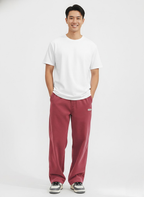 Pantalon homme en velours côtelé, jambe droite, taille cordon, rouge