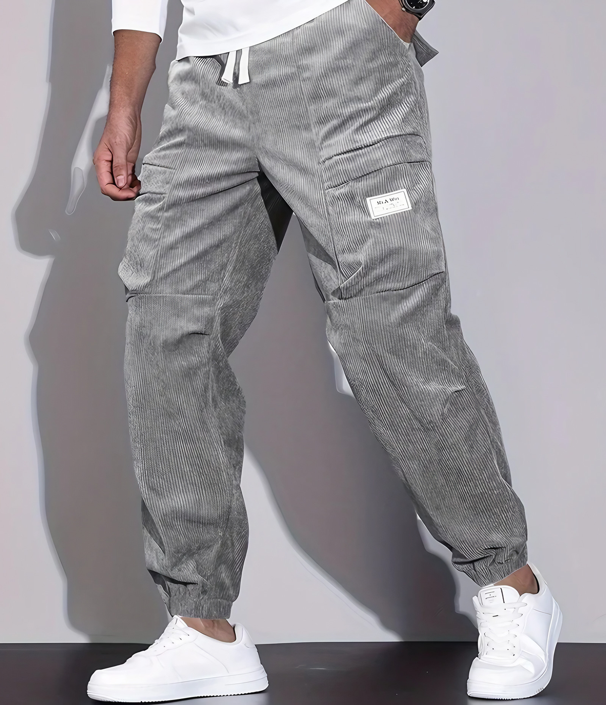 Pantalon homme chaud à coupe décontractée, cinq coloris, gris