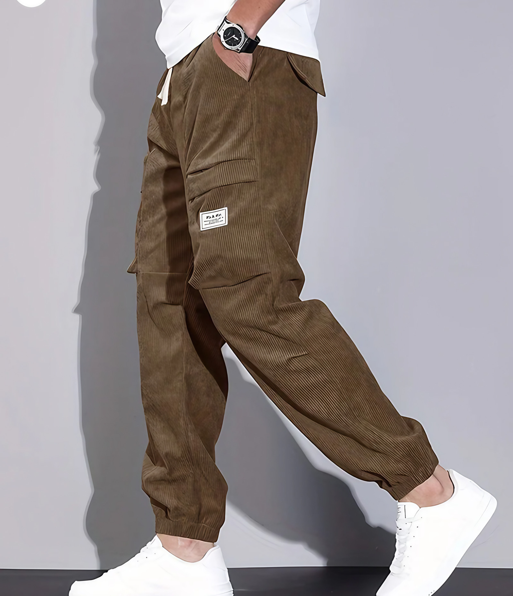 Pantalon homme chaud à coupe décontractée, cinq coloris, marron