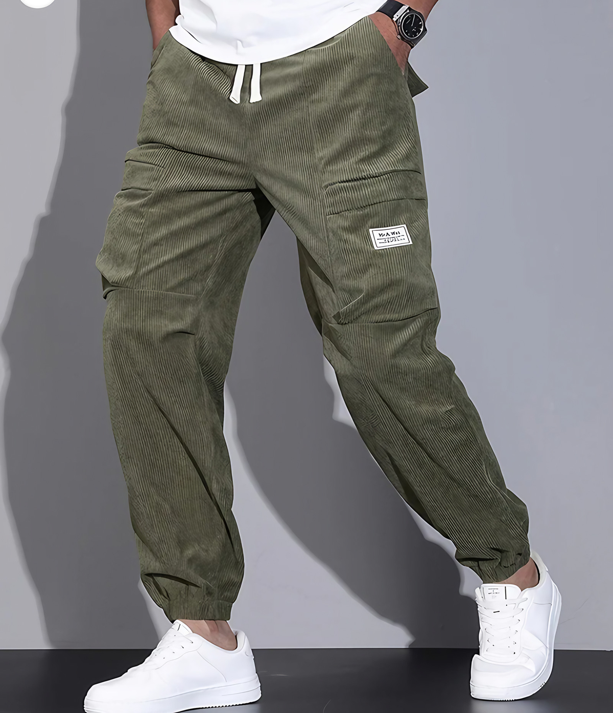 Pantalon homme chaud à coupe décontractée, cinq coloris, vert