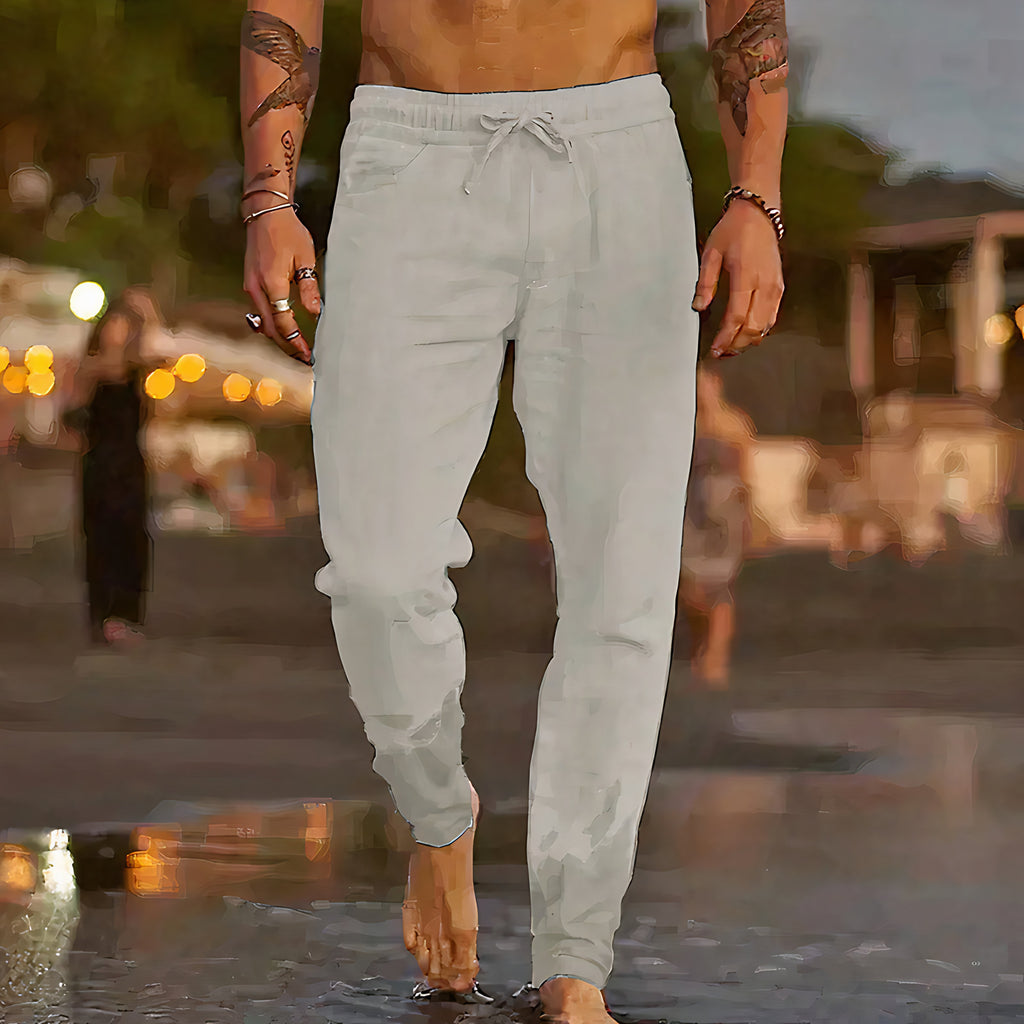 Pantalon homme léger pour l'été, sept coloris, du S au 3XL, gris clair