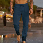 Pantalon homme léger pour l'été, sept coloris, du S au 3XL, bleu foncé