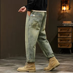 Pantalon homme délavé rétro, coupe droite slim, du S au 2XL