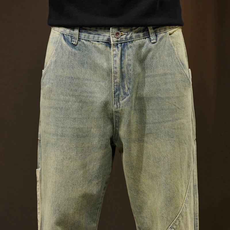 Pantalon homme délavé rétro, coupe droite slim, du S au 2XL