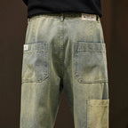 Pantalon homme délavé rétro, coupe droite slim, du S au 2XL