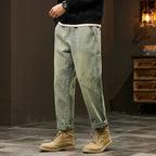 Pantalon homme délavé rétro, coupe droite slim, du S au 2XL