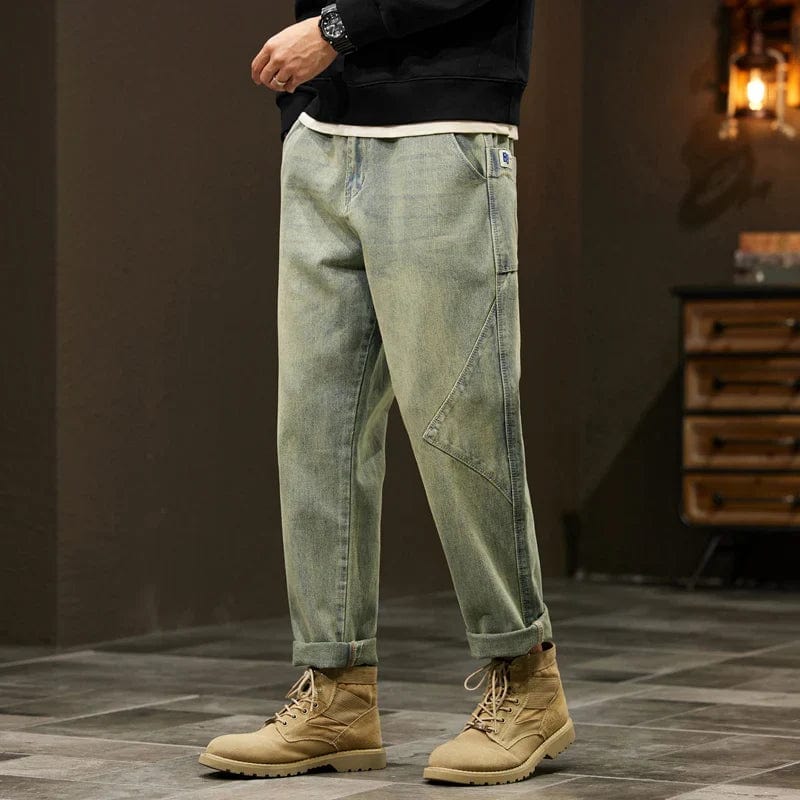 Pantalon homme délavé rétro, coupe droite slim, du S au 2XL