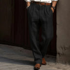 Pantalon homme à rayures, coupe ajustée d'esprit rétro, noir