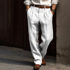 Pantalon homme à rayures, coupe ajustée d'esprit rétro, blanc